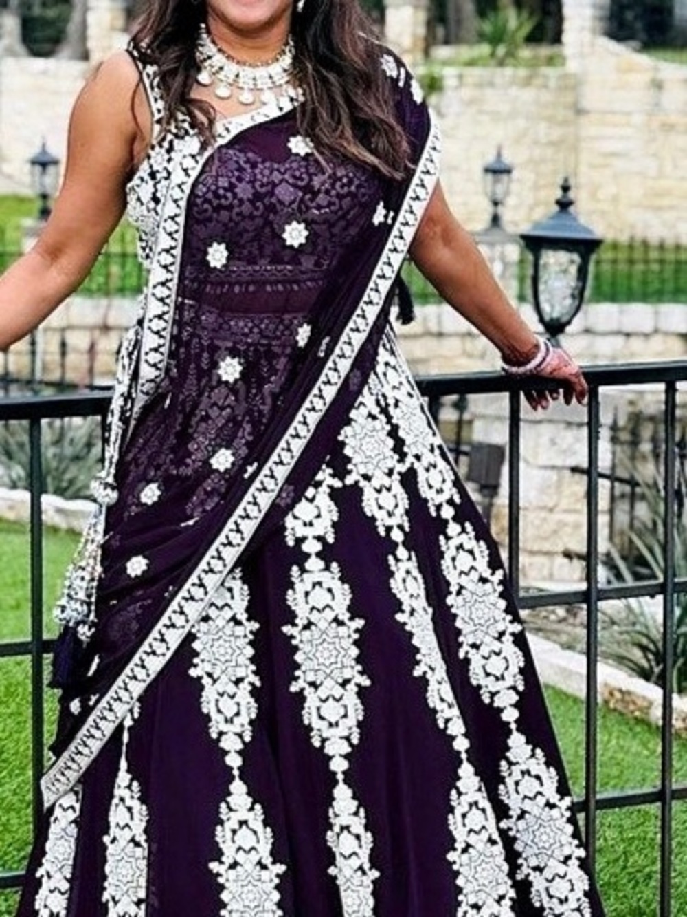 Deep purple w white embroidery